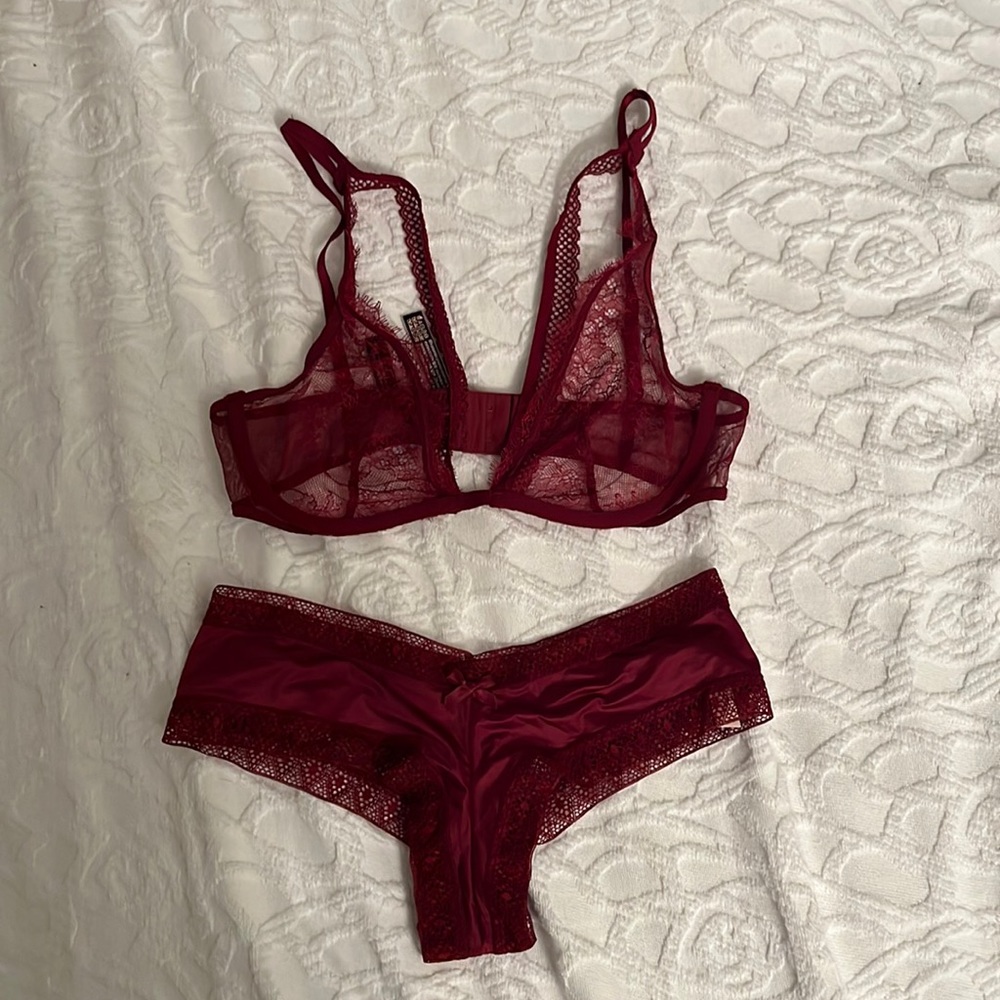 Wine red Victoria’s Secret bralette and panty set